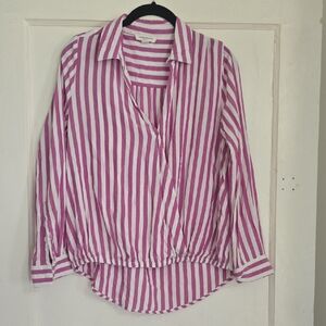 Beachlunchlounge Purple and White Boxy Button Down Shirt